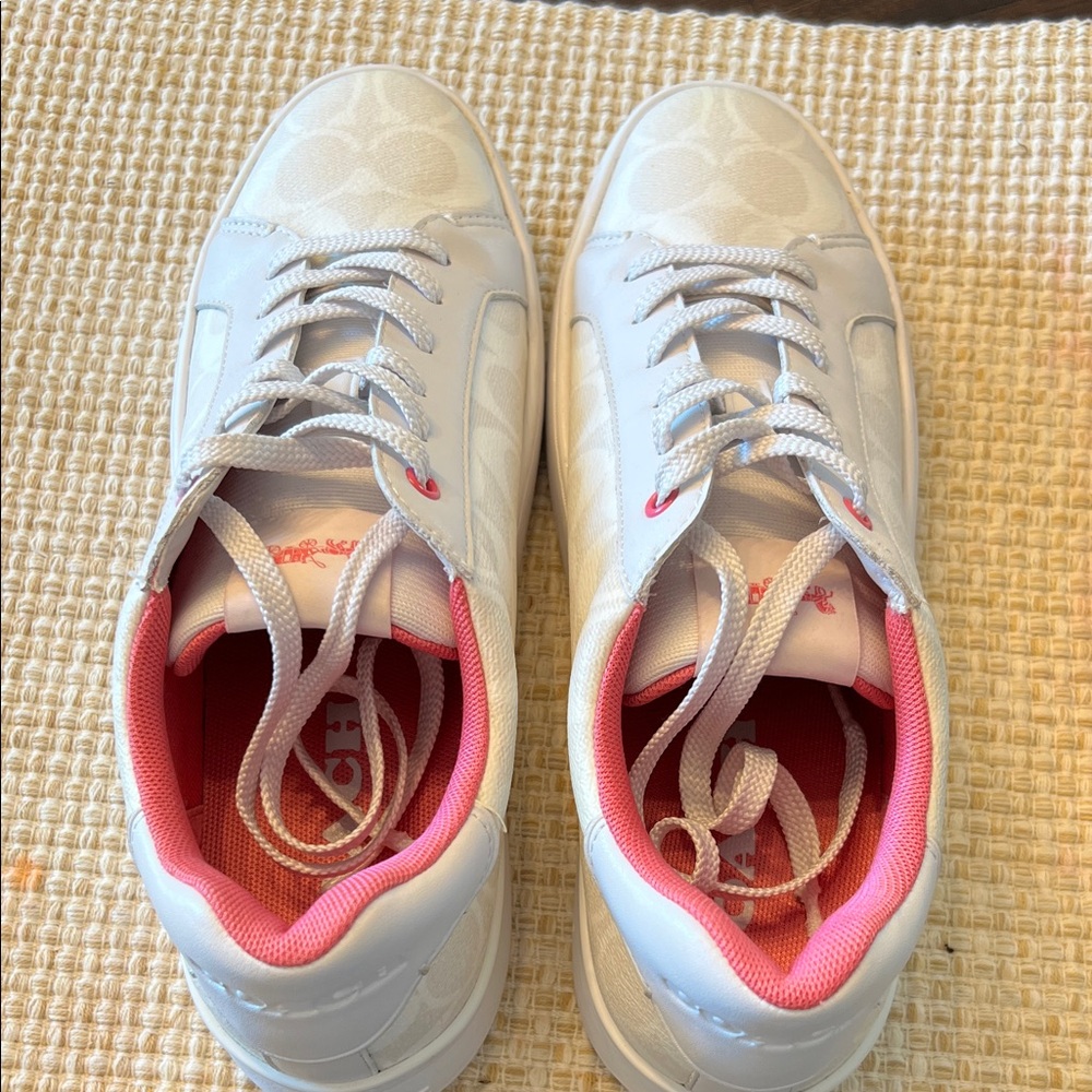 Coach Women's White and Pink Sneakers